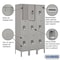 Salsbury Industries Wardrobe Locker, 36" W, 15" D, 66" H, (3) Wide, (9) Openings, Gray 63355GY-U - alternate 4